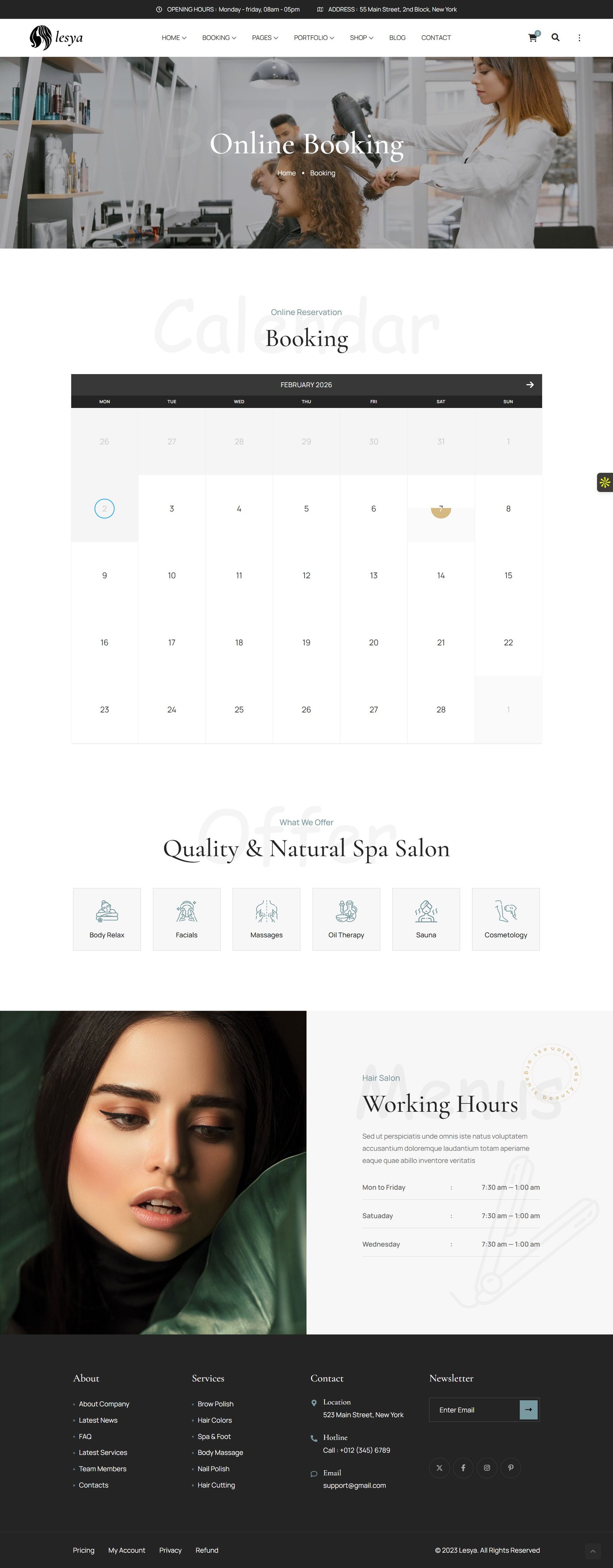 Booking page website